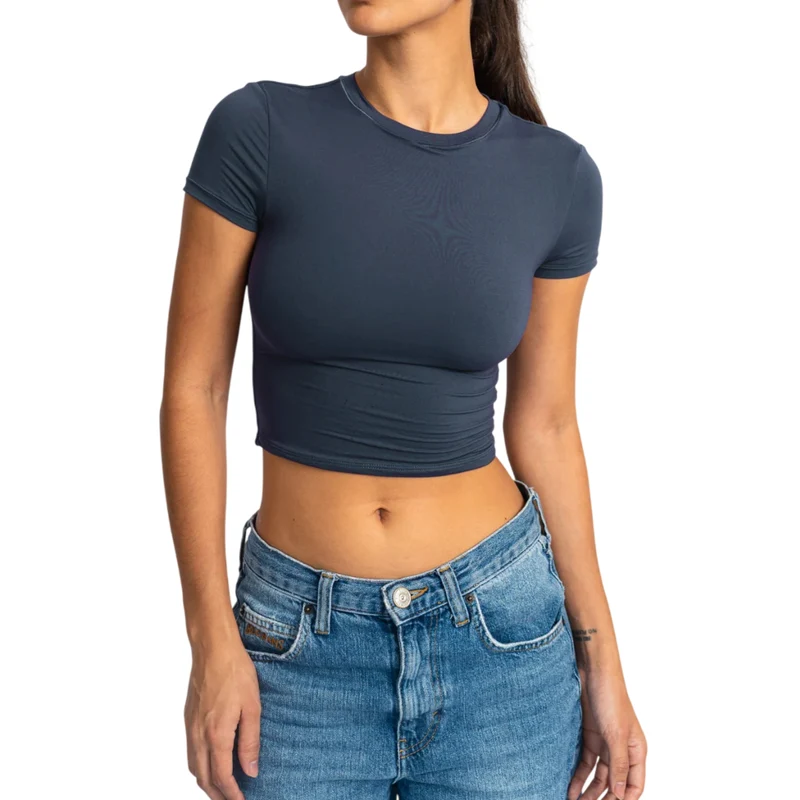 TNG Top Deportivo Manga Corta Minimal Azul, para Mujer