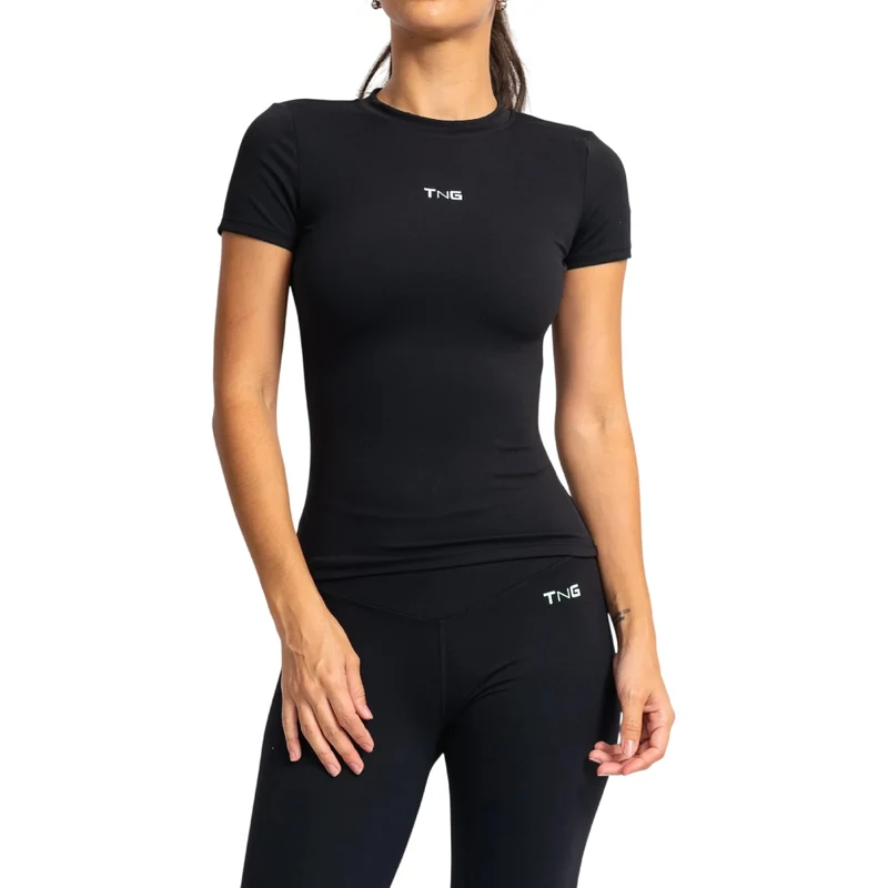 TNG Camiseta Manga Corta Pulse Negro, para Mujer