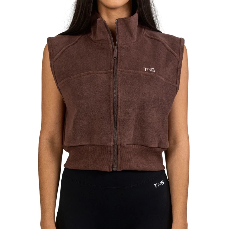 TNG Chaleco sin Mangas Fleece Vest Café, para Mujer