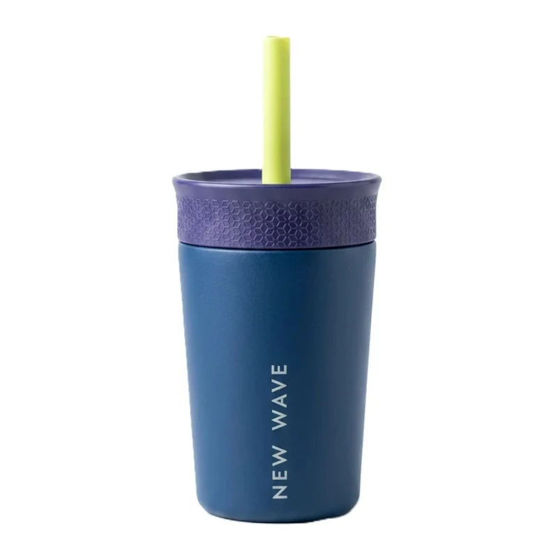 New Wave Vaso Insulado con Pajilla para Niños, 12 Onzas