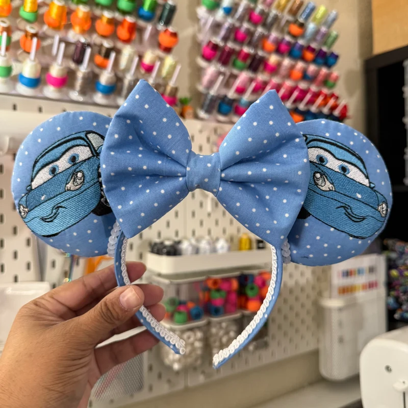 Blue Polka Dots Embroidered Mouse Ears
