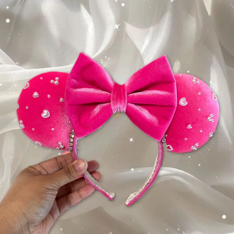 Hot pink Pearl Velvet Ears
