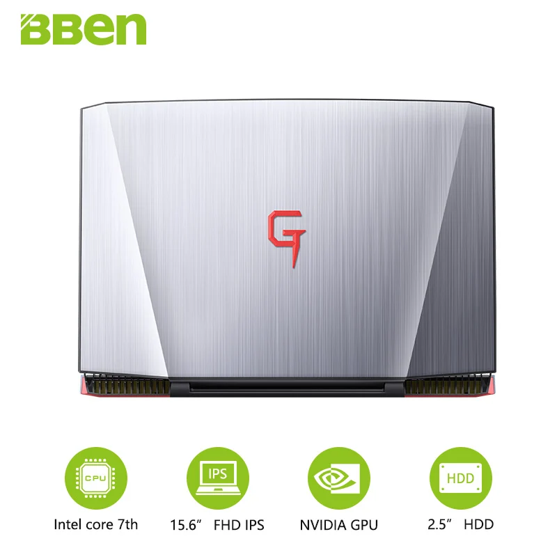 BBEN G16 laptop for gaming 15.6 inch fast running 32GBRAM+256GB SSD+2TB HDD 1920x1080 FHD wifi IPS screen i7 7700HQ notebook