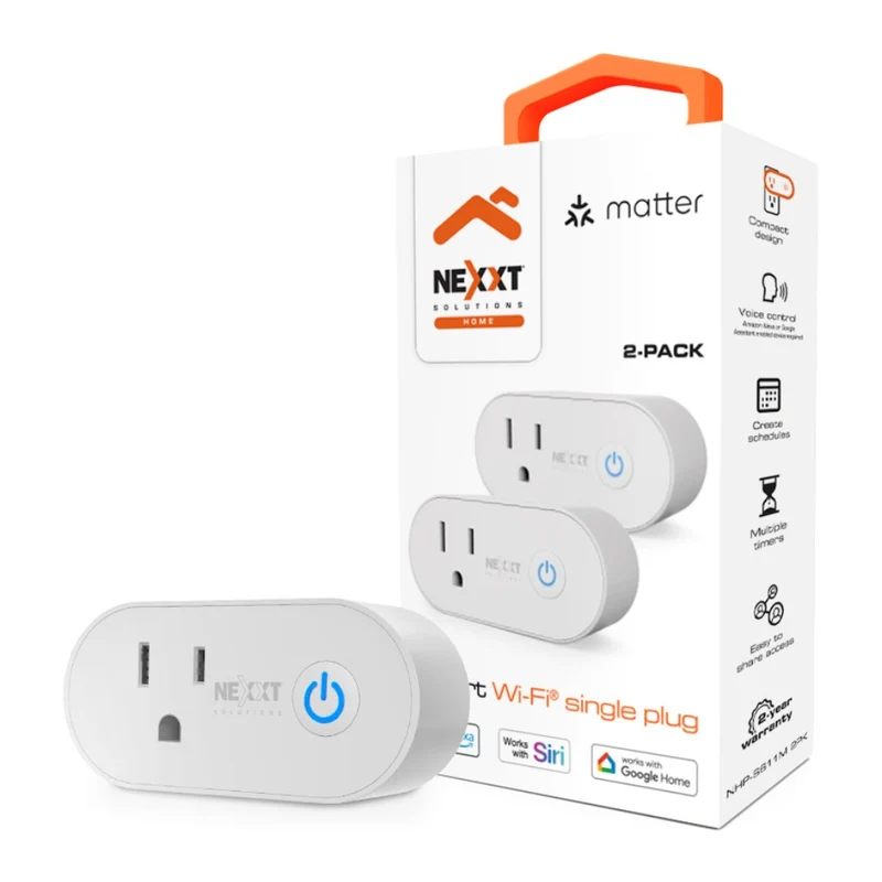 Nexxt Solutions Set Enchufe Inteligente Wi-Fi con Tecnología Matter, 2 Unidades