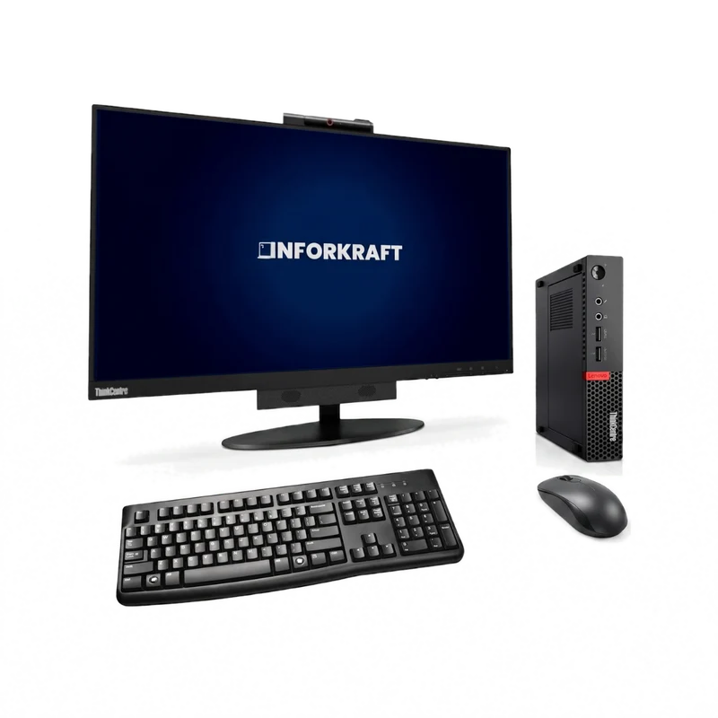 Combo Monitor Lenovo Tio 24" Gen 3 FHD + Mini Pc Lenovo Thinkcentre M910q Tiny | i5 7500T | 8Gb Ram | 256Gb SSd | Windows 11 Pro | Teclado y Ratón Usb
