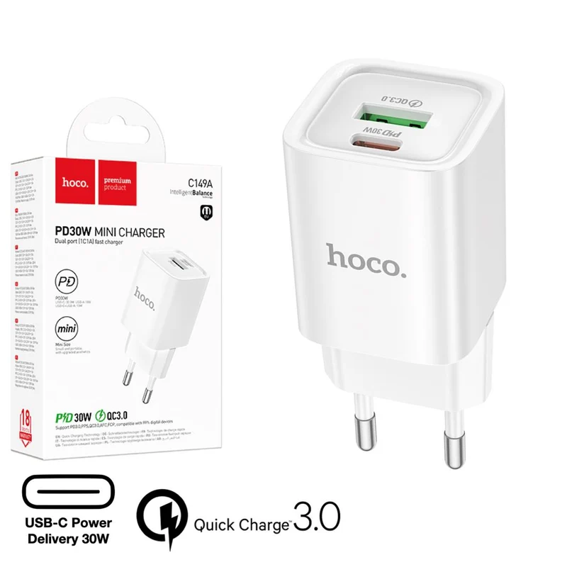 Hoco Hoco C149a Cargador Cham Pd30w+qc3.0 Eu White