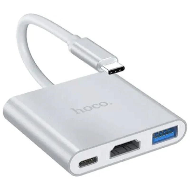 Hoco Hb14 Adaptador Hub USB-C A HDMI, USB-C Para Carga Y USB 3.0