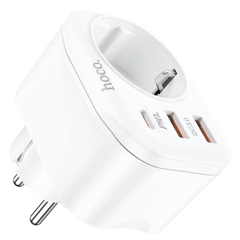 Hoco Ns3 Enchufe 1 Toma + 2 USB 18W + 1 USB 20W Blanco