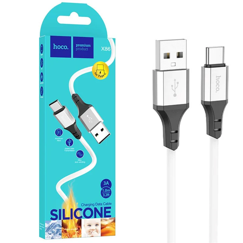 Cable Usb-a A USB-C 3.0A 1M Silicona Hoco X86 Blanco