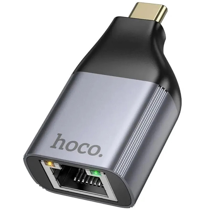 Adaptador USB-C A Rj45 Red Hoco Ua35 Gris Metal