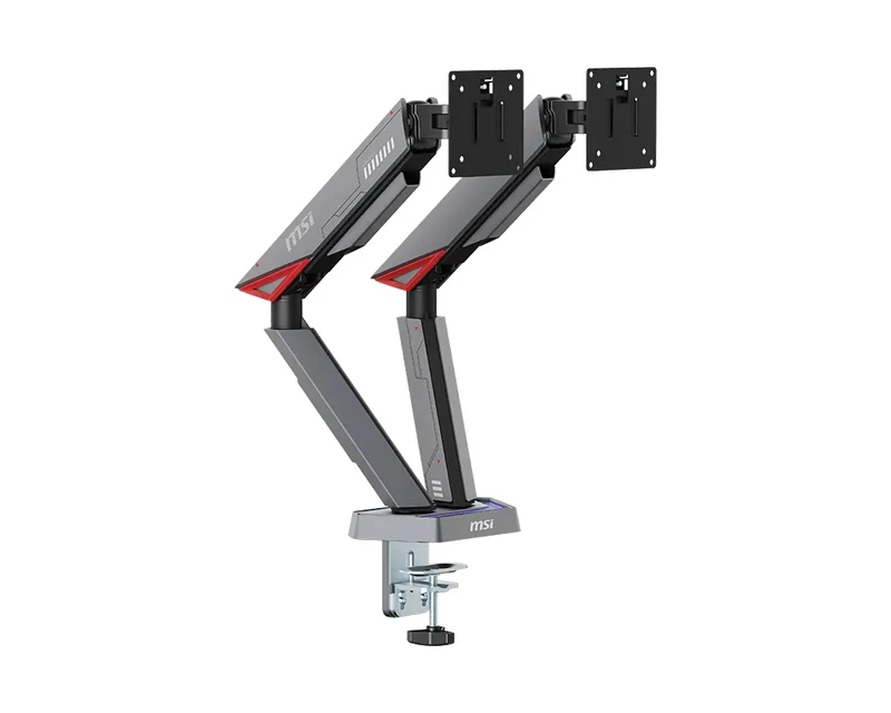 Soporte para Monitor MSI MPG MT161DR Doble Brazo Articulado 17"-38", VESA 75/VESA 100, 16 kg, RGB, Negro/Gris