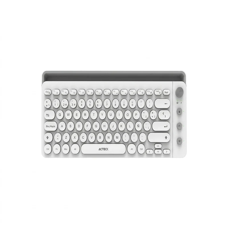 Teclado Acteck AC-934190 Inalambrico RF USB, BT, Blanco