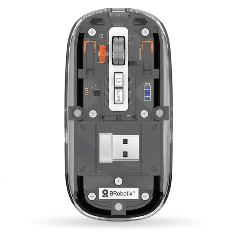 Mouse BROBOTIX 6000823 Inalámbrico Bluetooth, 1600 DPI, Trasparente