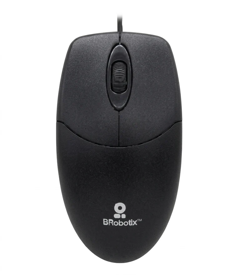 Mouse BROBOTIX 497202 Óptico, Alámbrico, USB, Negro
