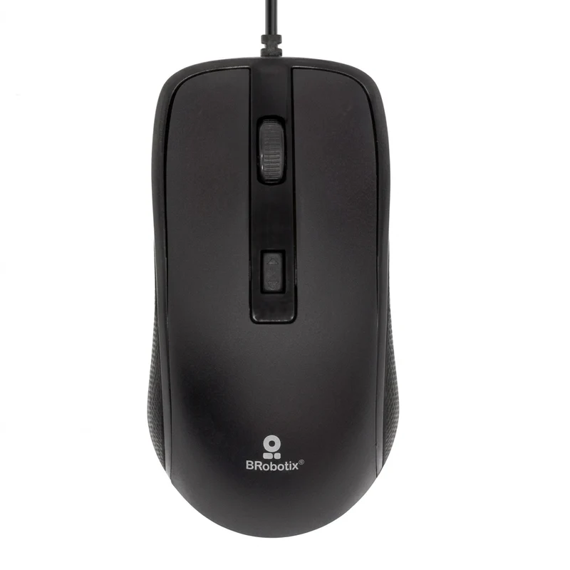 Mouse BROBOTIX 6007204, Alámbrico, USB, 1600DPI, Negro
