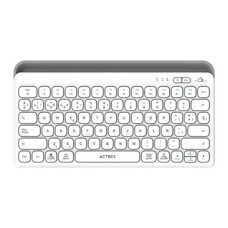 Teclado ACTECK TI737 Inalámbrico, Bluetooth 5.1/Dongle 2.4 MHz, Blanco