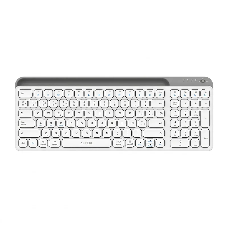 Teclado ACTECK TI747 Inalámbrico, Bluetooth 5.1/Dongle 2.4 MHz, Blanco