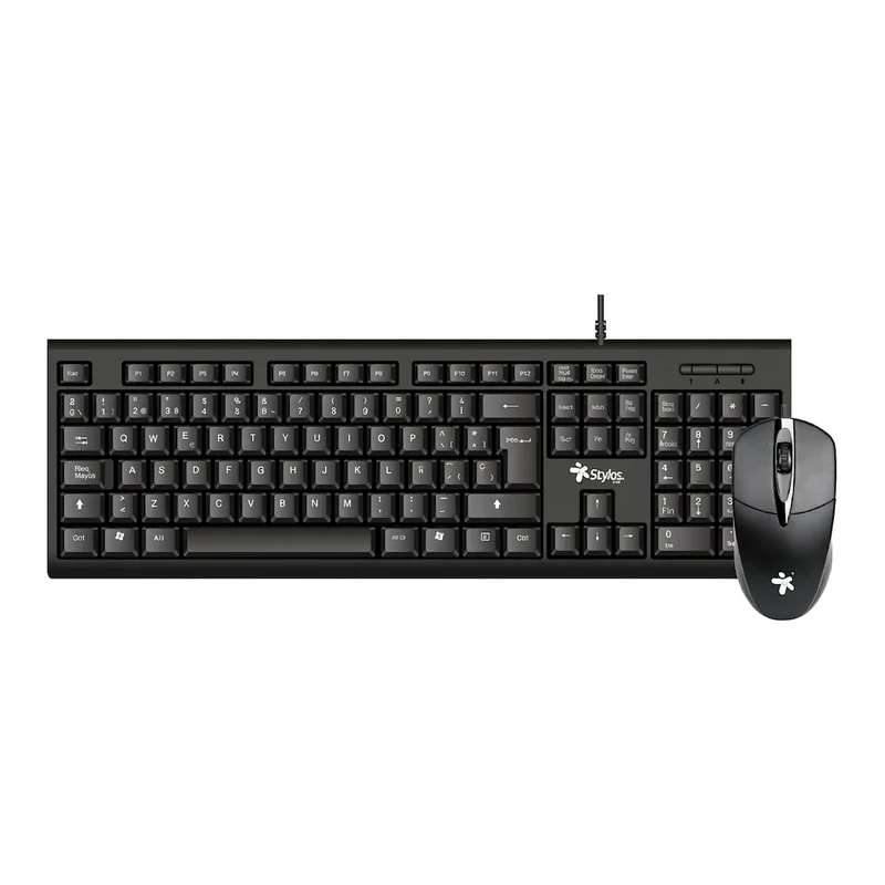Kit Teclado y Mouse Stylos STPKTM4B, Negro