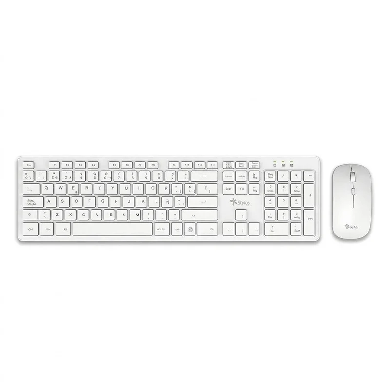 Kit Teclado y Mouse Stylos STPKTM5W, Blanco