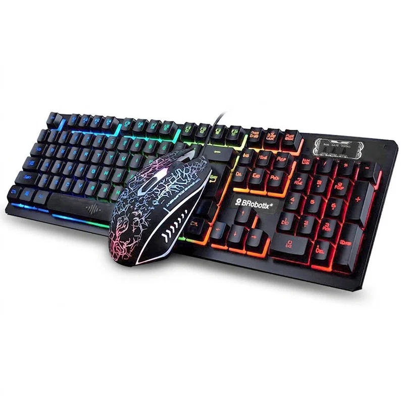 Kit Teclado y Mouse BROBOTIX 458977, USB, Negro