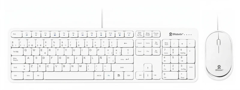 Kit Teclado y Mouse BROBOTIX 6008010, USB, Blanco