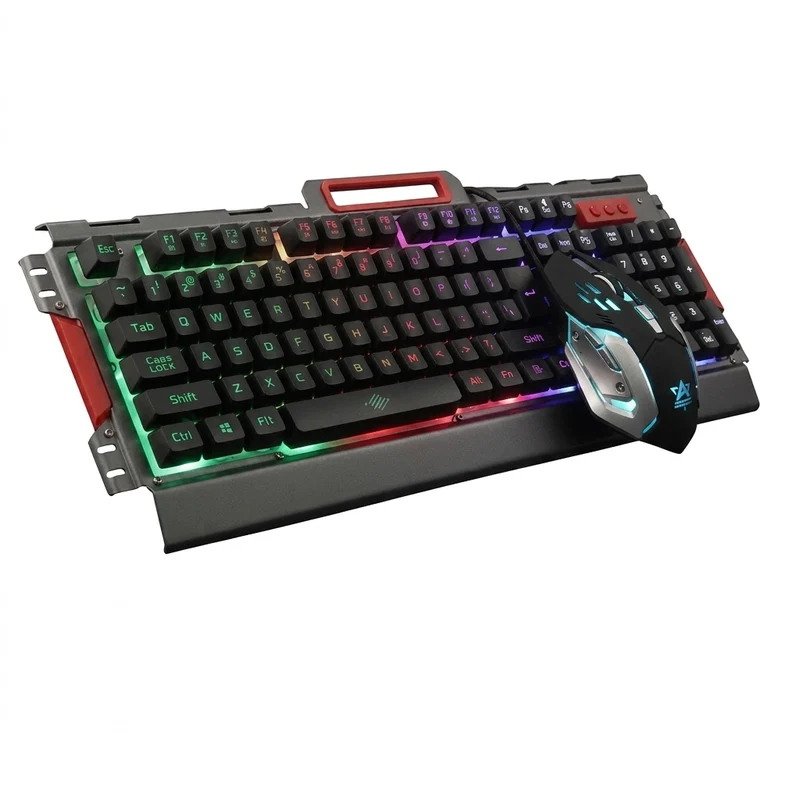 Kit Teclado y Mouse Gamer BROBOTIX 188533-2, USB, Negro/Plata/Humo