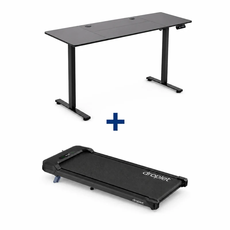 Combo Escritorio Eléctrico Ajustable Negro + Caminadora Compacta W6