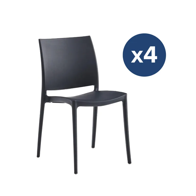 Set x4 Silla Auxiliar Clásica Negra
