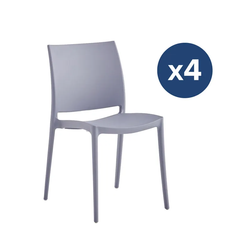 Set x4 Silla Auxiliar Clásica Gris