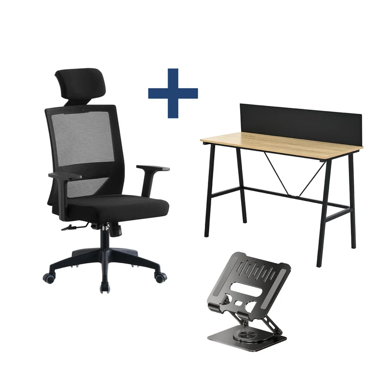 Combo Silla de Oficina Axton + Escritorio Desk-25 + Soporte Mini Para Tablet Metálico L35