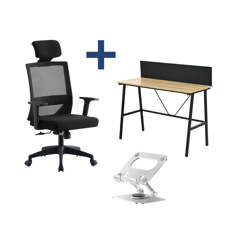 Combo Silla de Oficina Axton + Escritorio Desk-25 + Soporte para Tablet D68