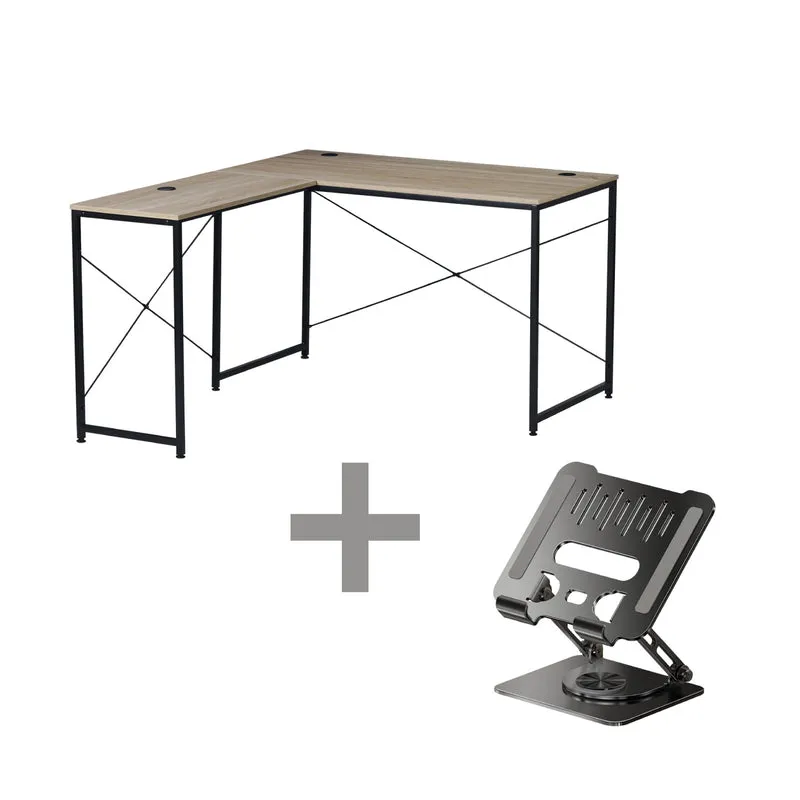 Combo Escritorio en L + Soporte Mini Para Tablet Negro