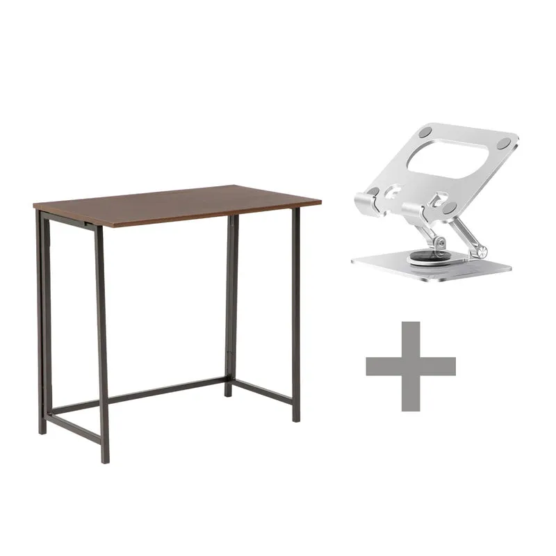 Combo Escritorio Wengué + Soporte Mini Para Tablet Plateado