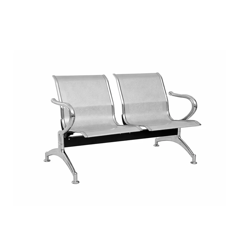 Silla Tandem 2 Puestos Gris y Cromo