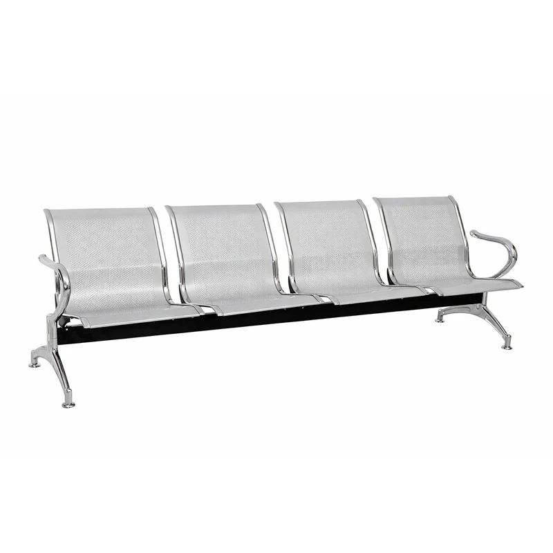 Silla Tandem Alis 4 Puestos Gris y Cromo