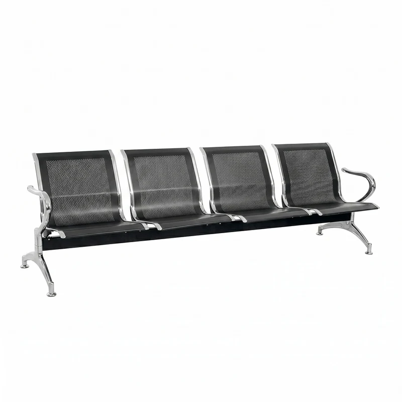 Silla Tandem Alis 4 Puestos Negro y Cromo