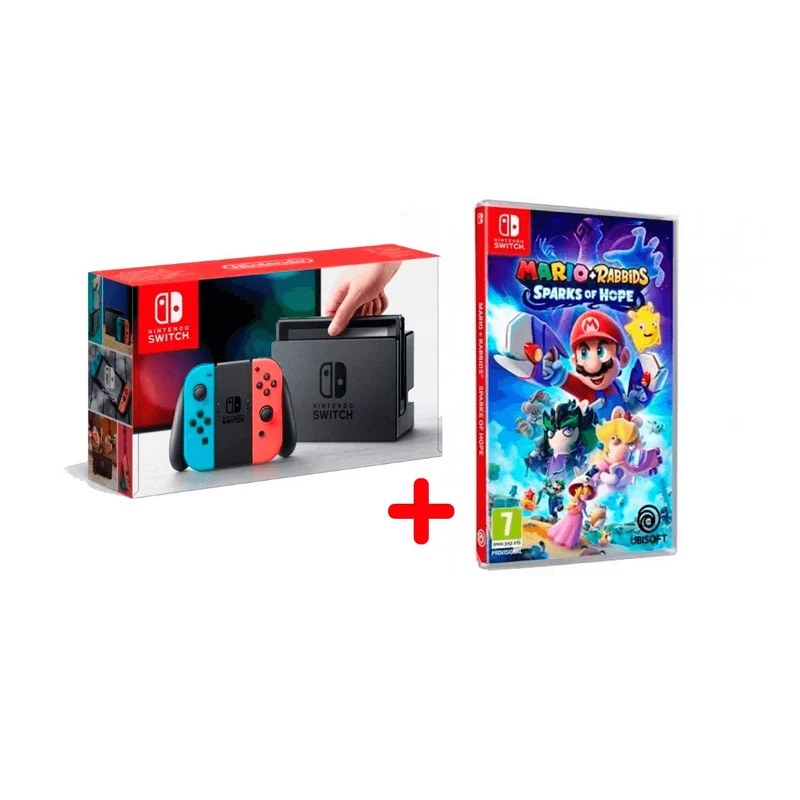 Nintendo Switch Azul-Rojo Juego Mario Rabbids+Sparks Of Hope Juego