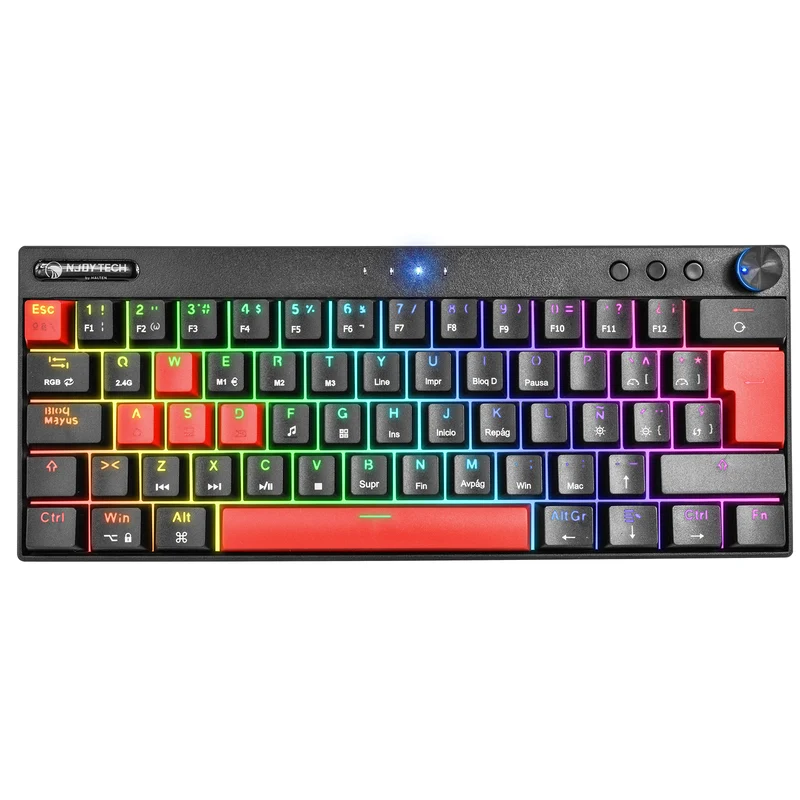 Teclado Gamer Njoytech Retroiluminado Inalámbrico con Bluetooth