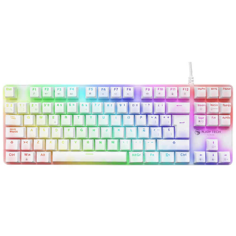 Teclado Gamer Njoytech Mecánico Retroiluminado Blanco