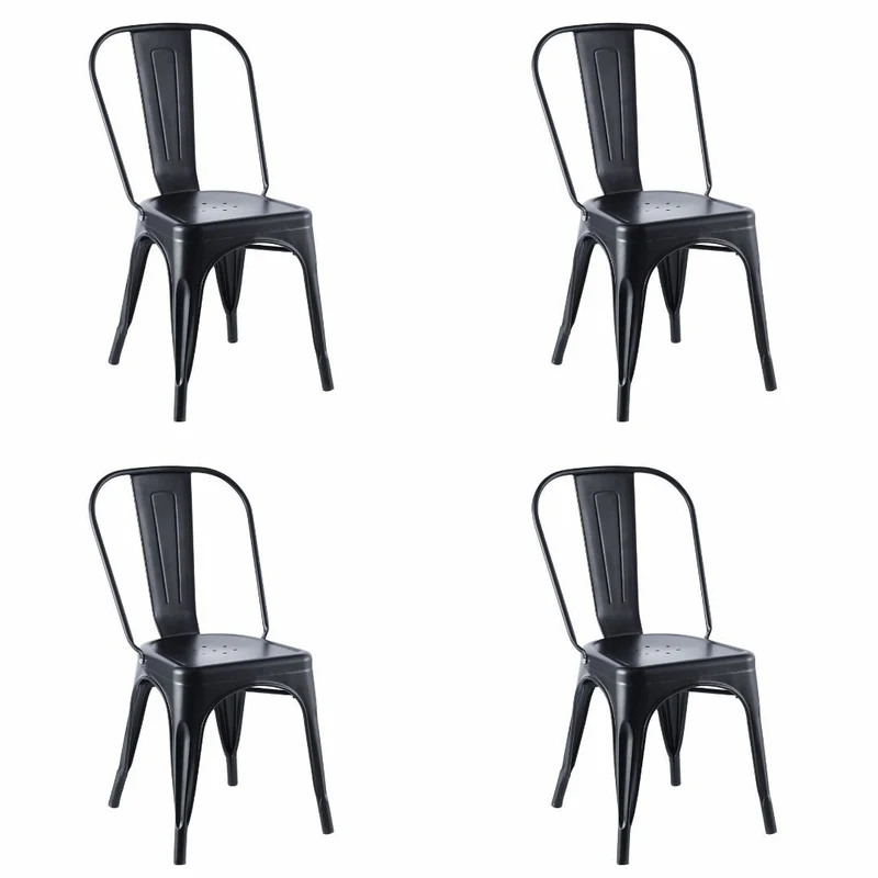 Set de 4 Sillas de Comedor Tolix Negras