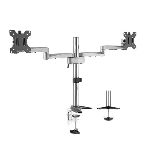 Soporte Brazo Monitor Doble de Aluminio hasta 27"