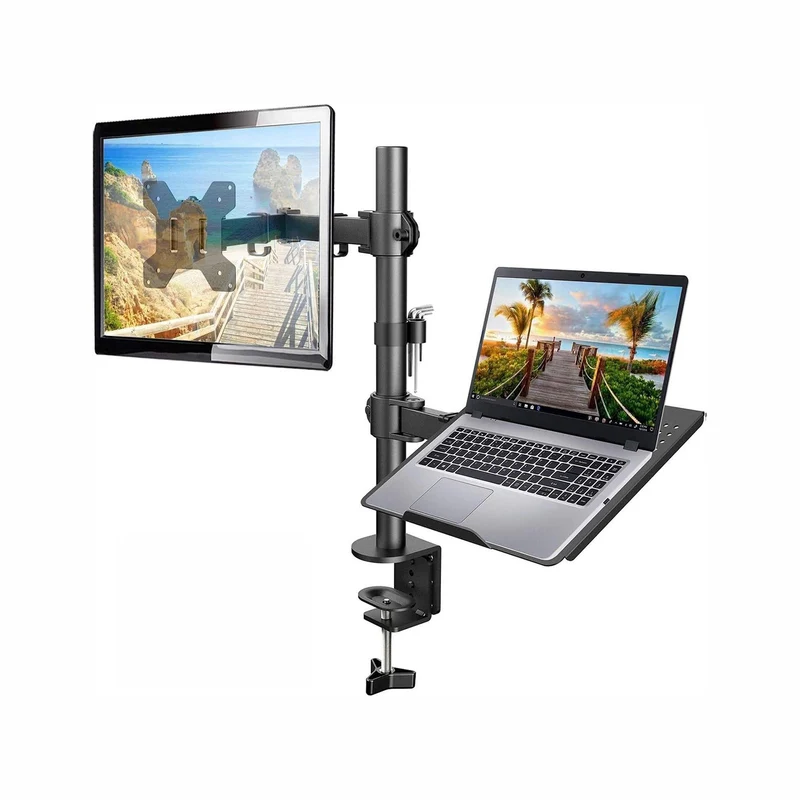 Soporte Brazo Doble para Portátil y Monitor en Acero