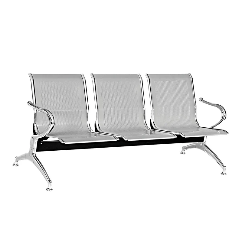 Silla Tandem Luka 3 Puestos Gris y Cromo